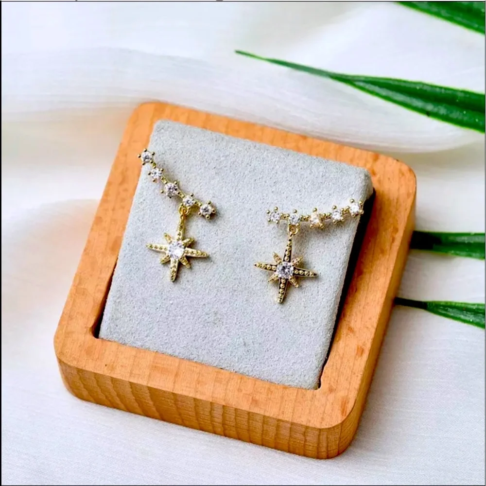 New Star of Bethlehem Sterling Silver & 10k Gold Stud Ear Crawler Earrings